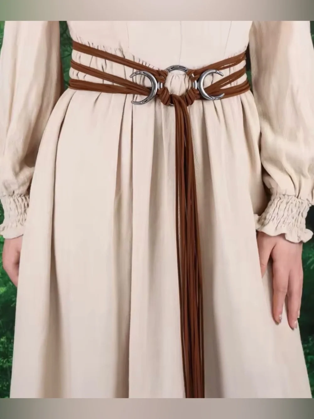 Boho Brown Moon Belt Celestial Wrap Waist Tie Renaissance Fairycore